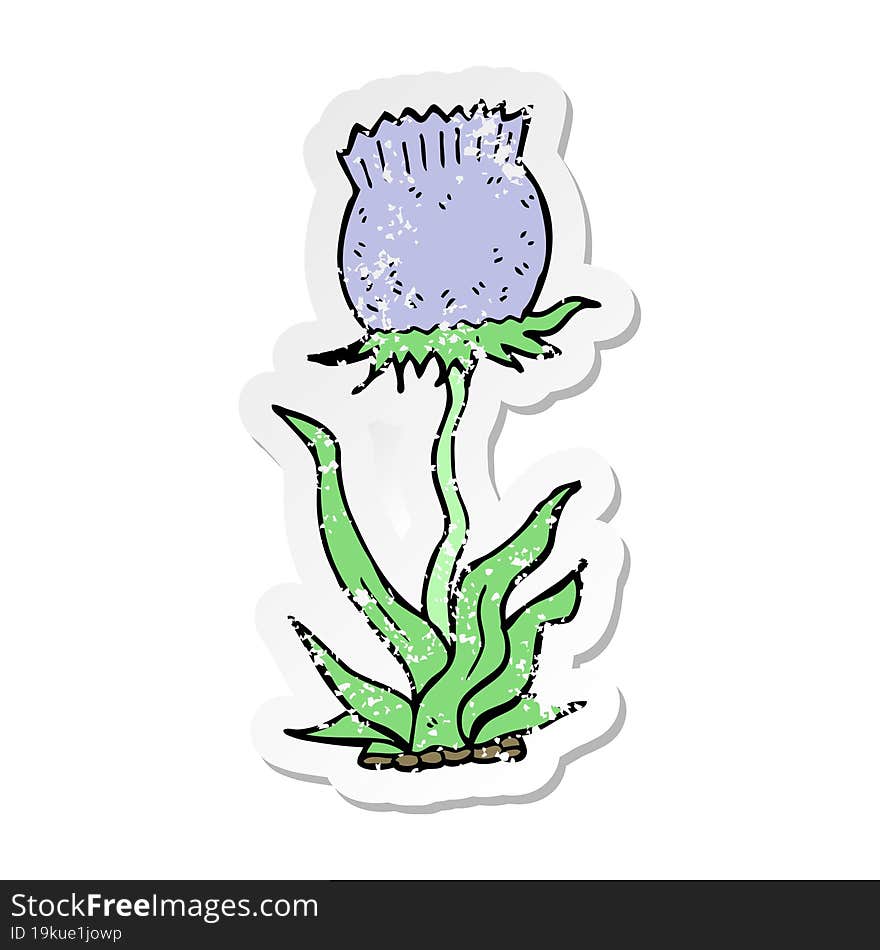 distressed sticker of a cartoon wild flower