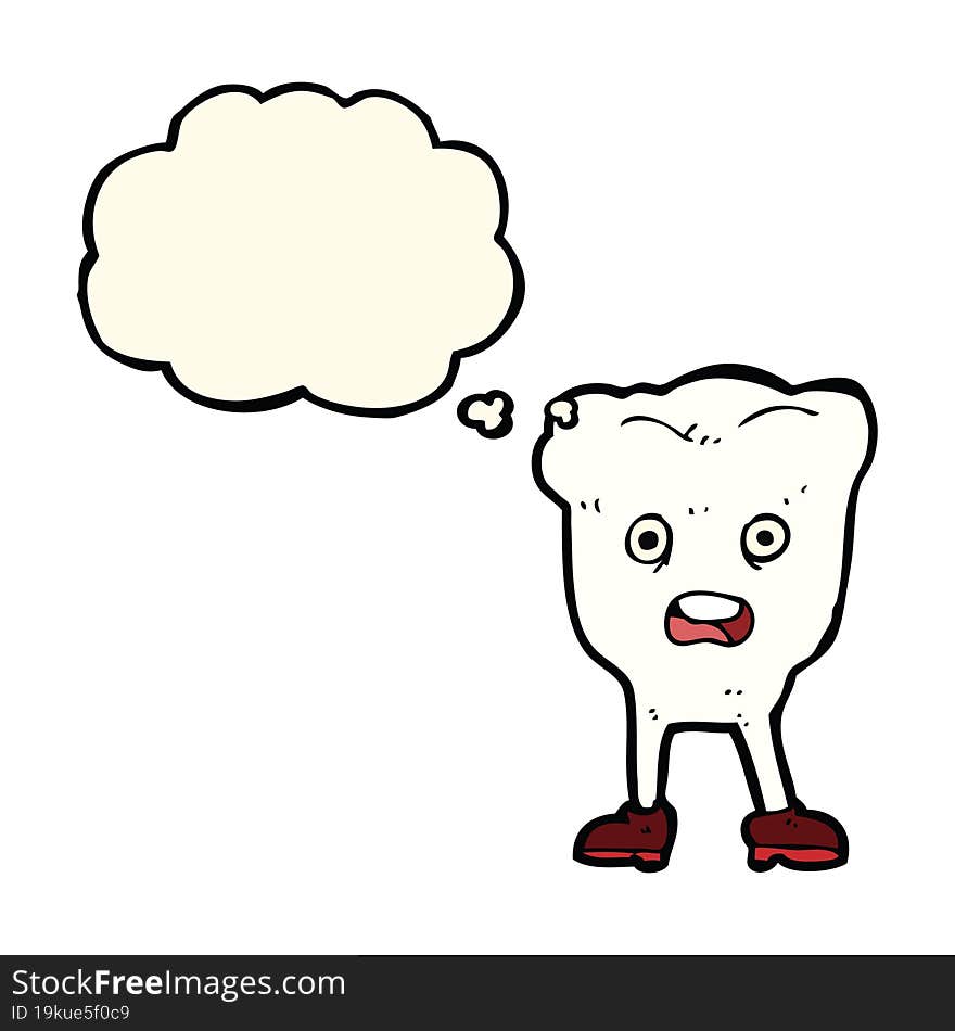 Cartoon Tooth With Thought Bubble