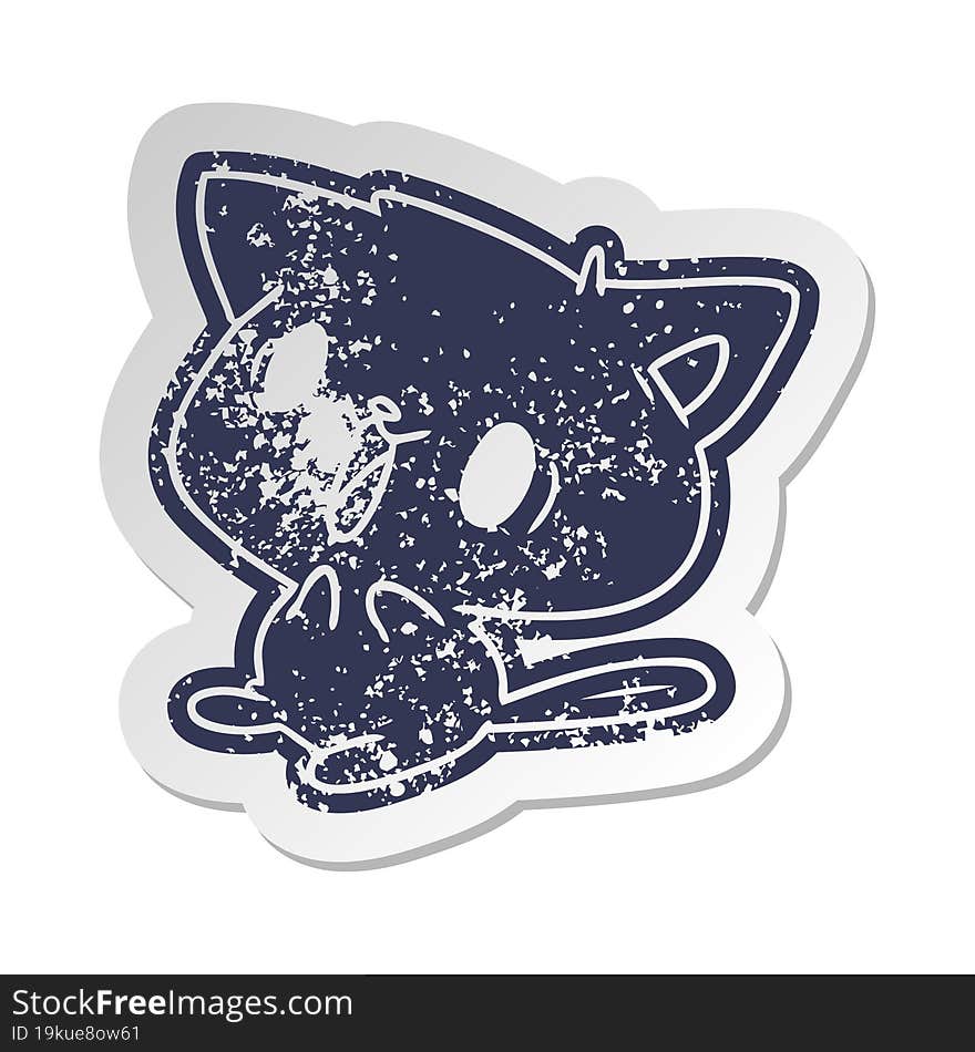 distressed old sticker of cute kawaii cat