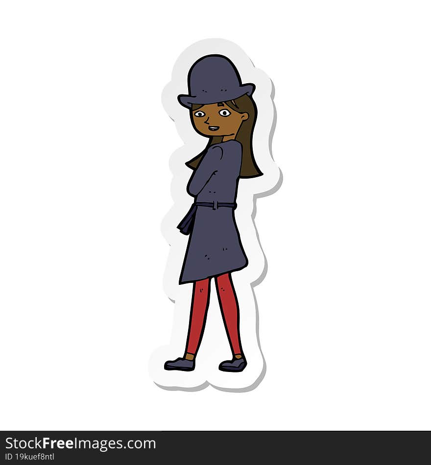 Sticker Of A Cartoon Female Spy