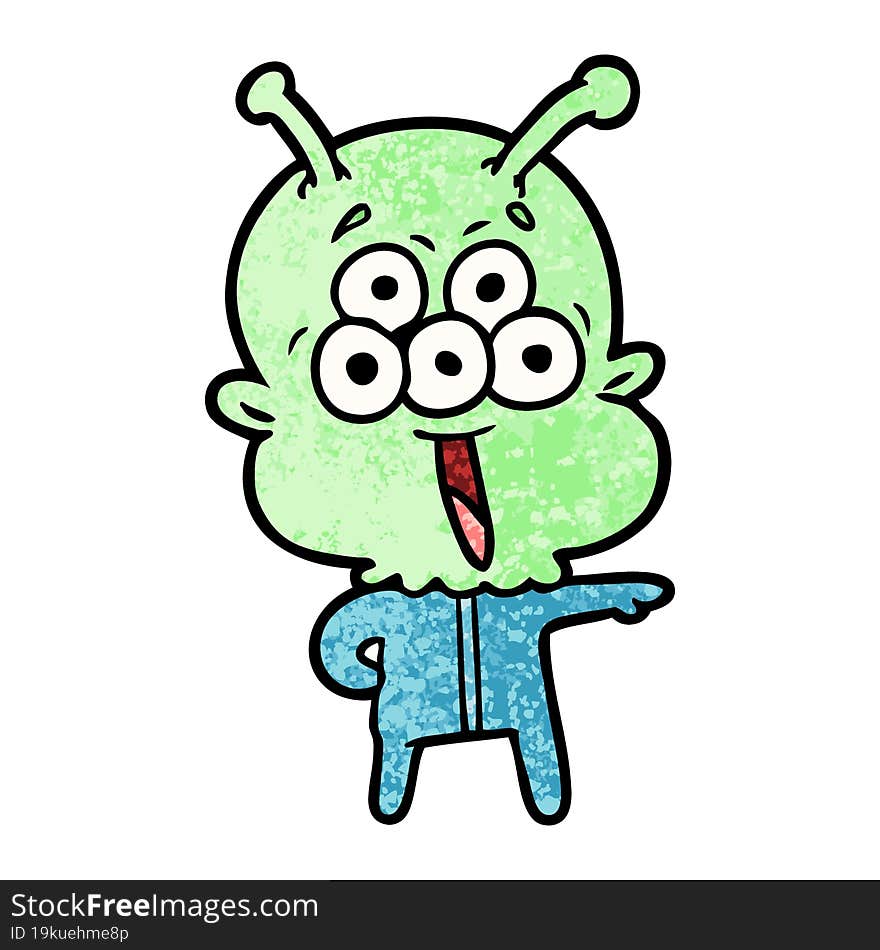 happy cartoon alien. happy cartoon alien