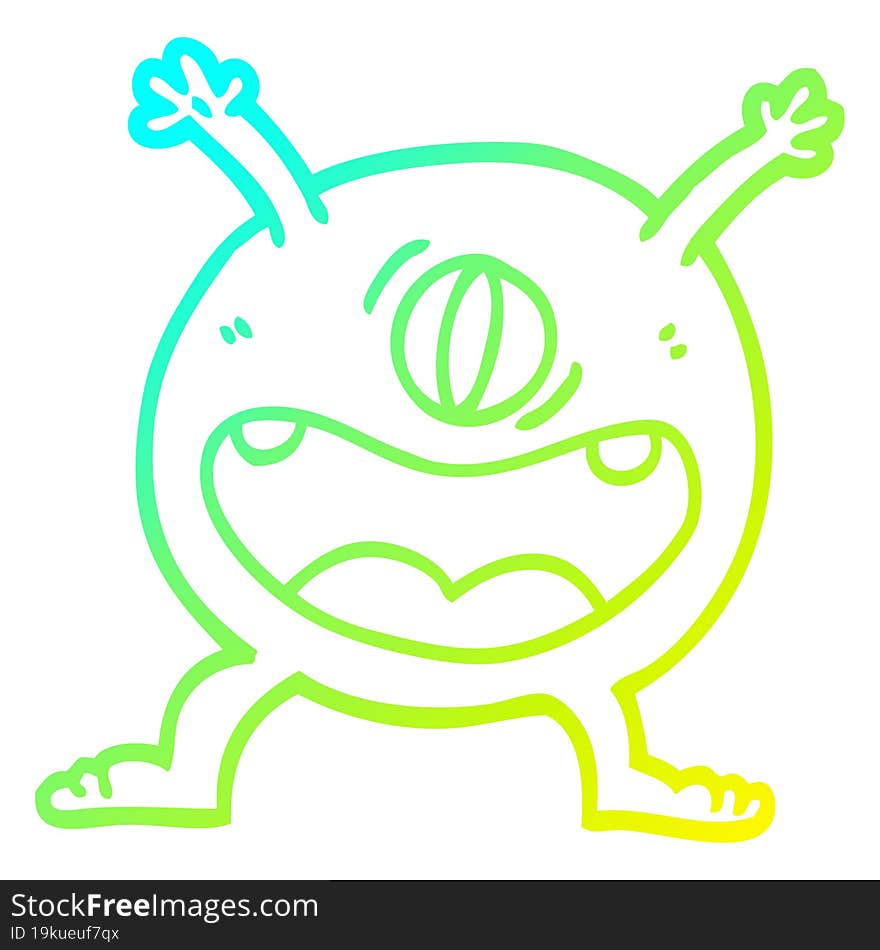 cold gradient line drawing cartoon monster