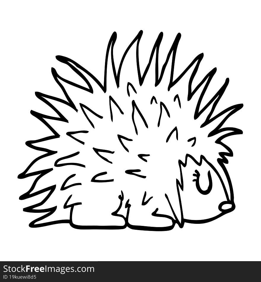 line drawing cartoon spiky hedgehog