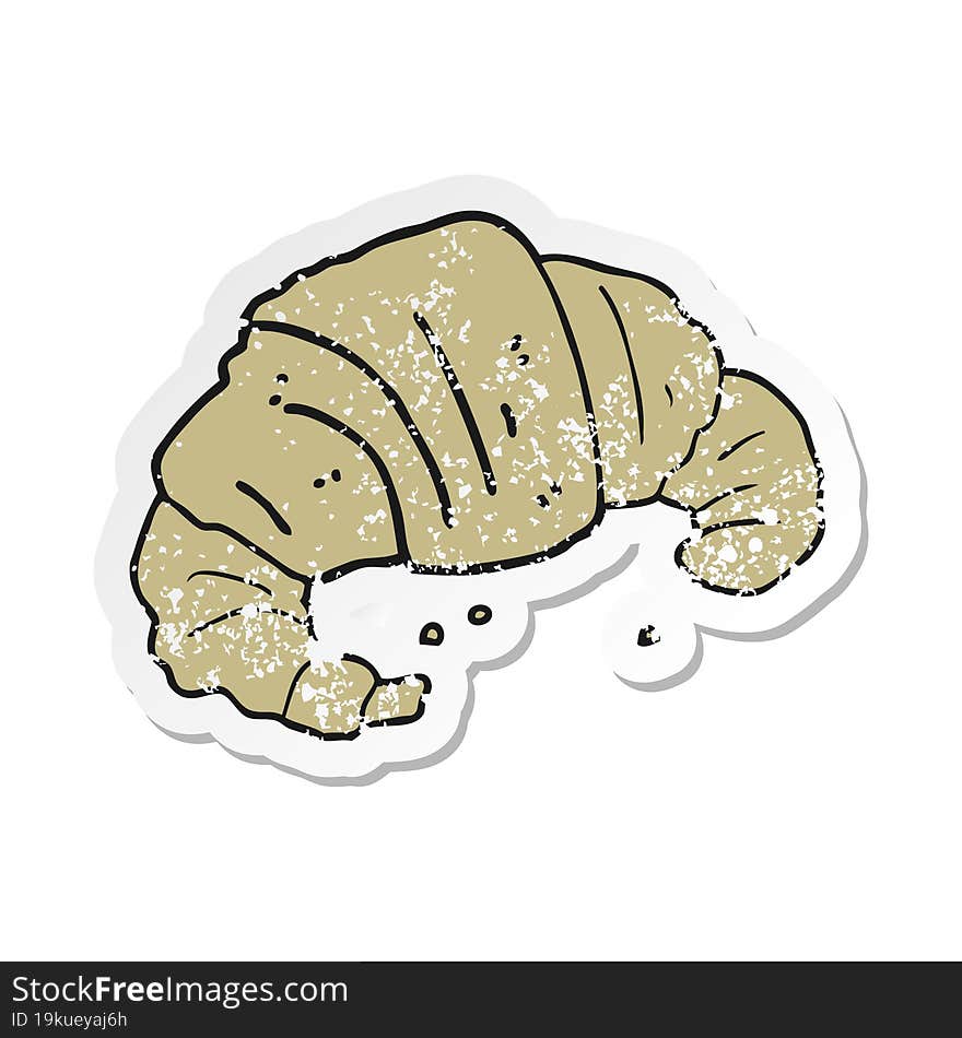 Retro Distressed Sticker Of A Cartoon Croissant