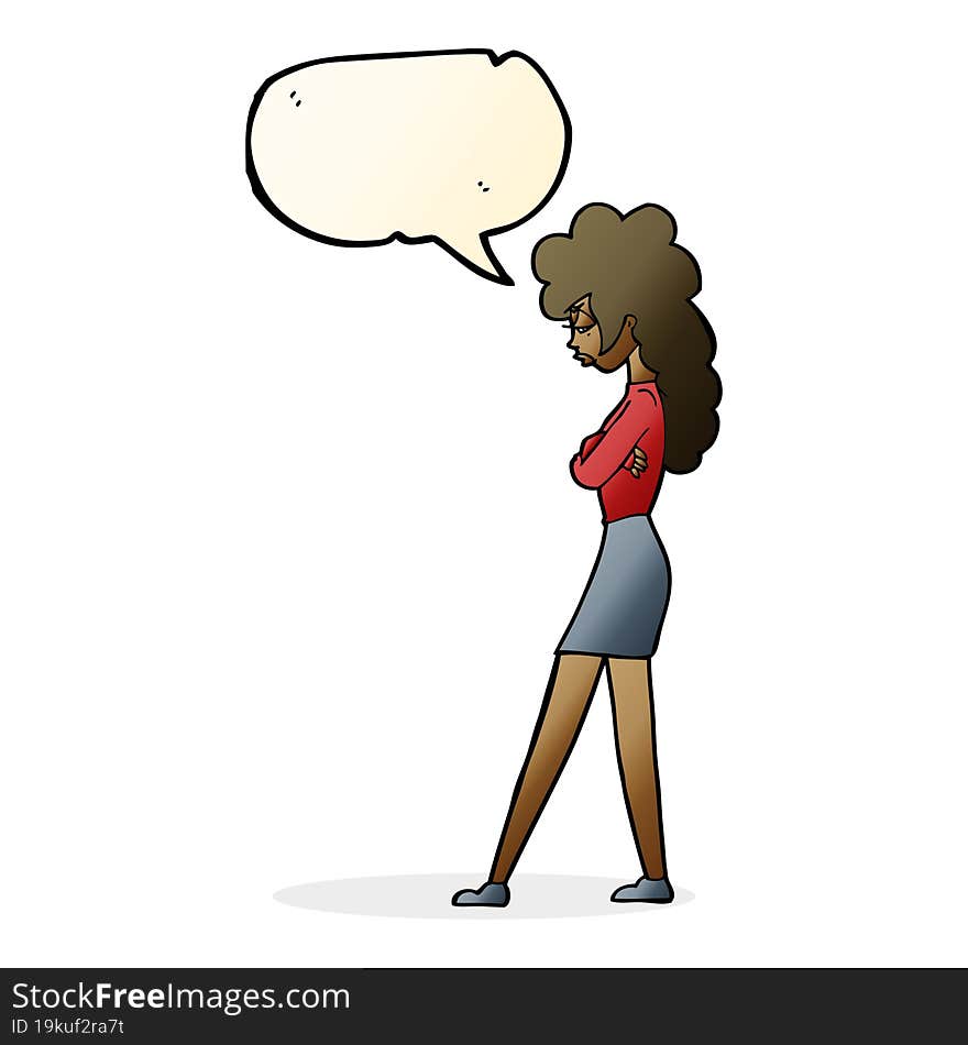 cartoon annoyed woman with speech bubble