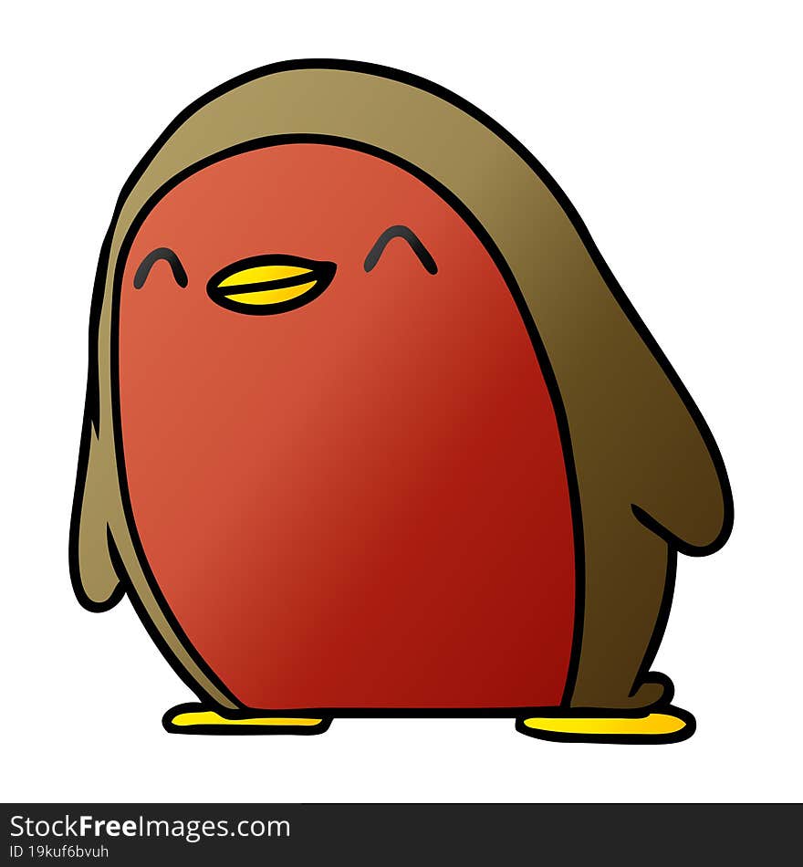 Gradient Cartoon Cute Kawaii Red Robin