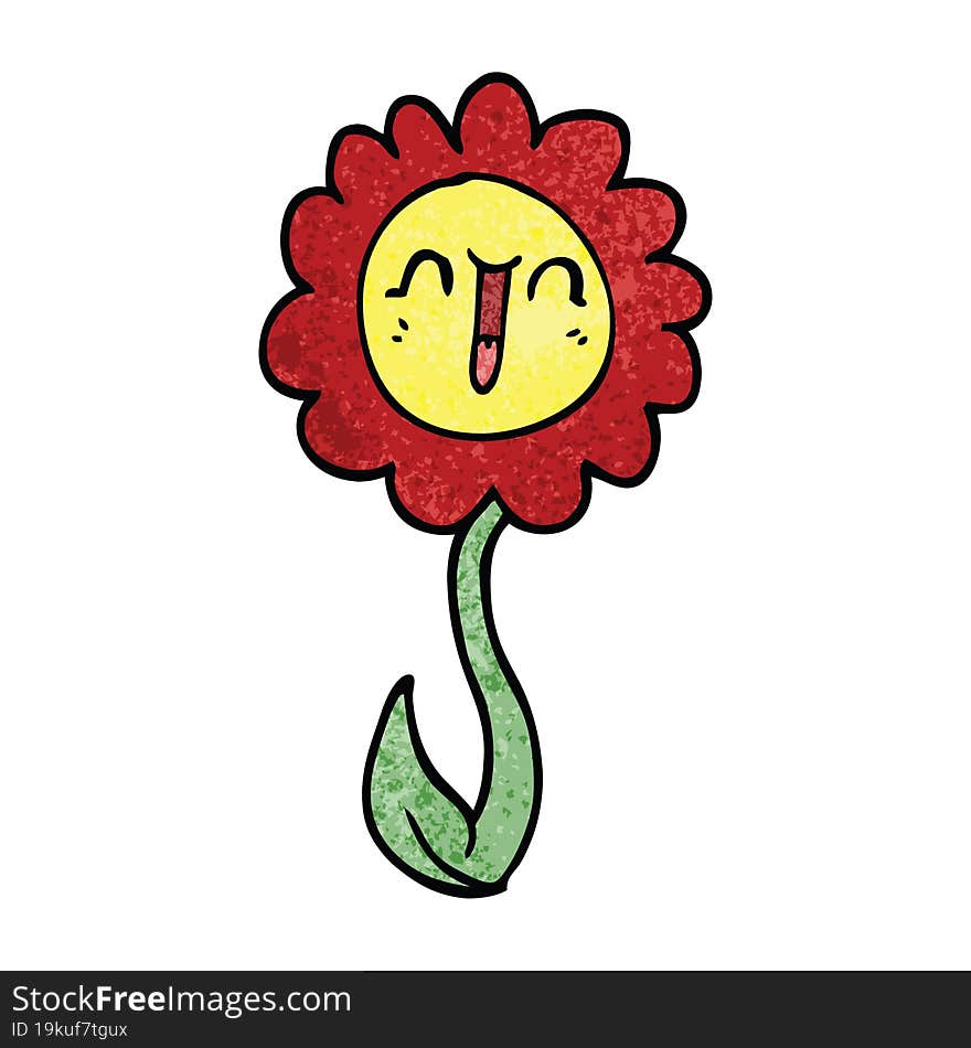 cartoon doodle happy flower