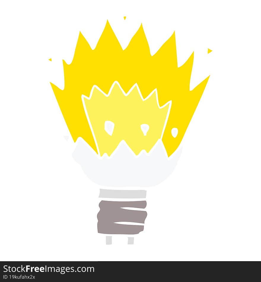 flat color style cartoon exploding light bulb