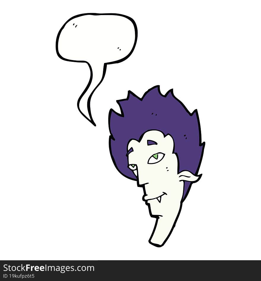 cartoon vampire head with thought bubble