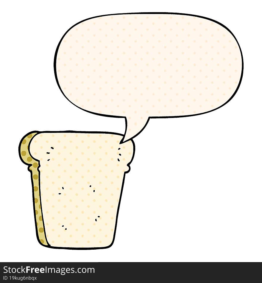 cartoon slice of bread with speech bubble in comic book style