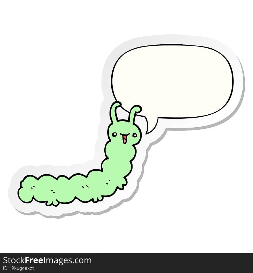 cartoon caterpillar and speech bubble sticker