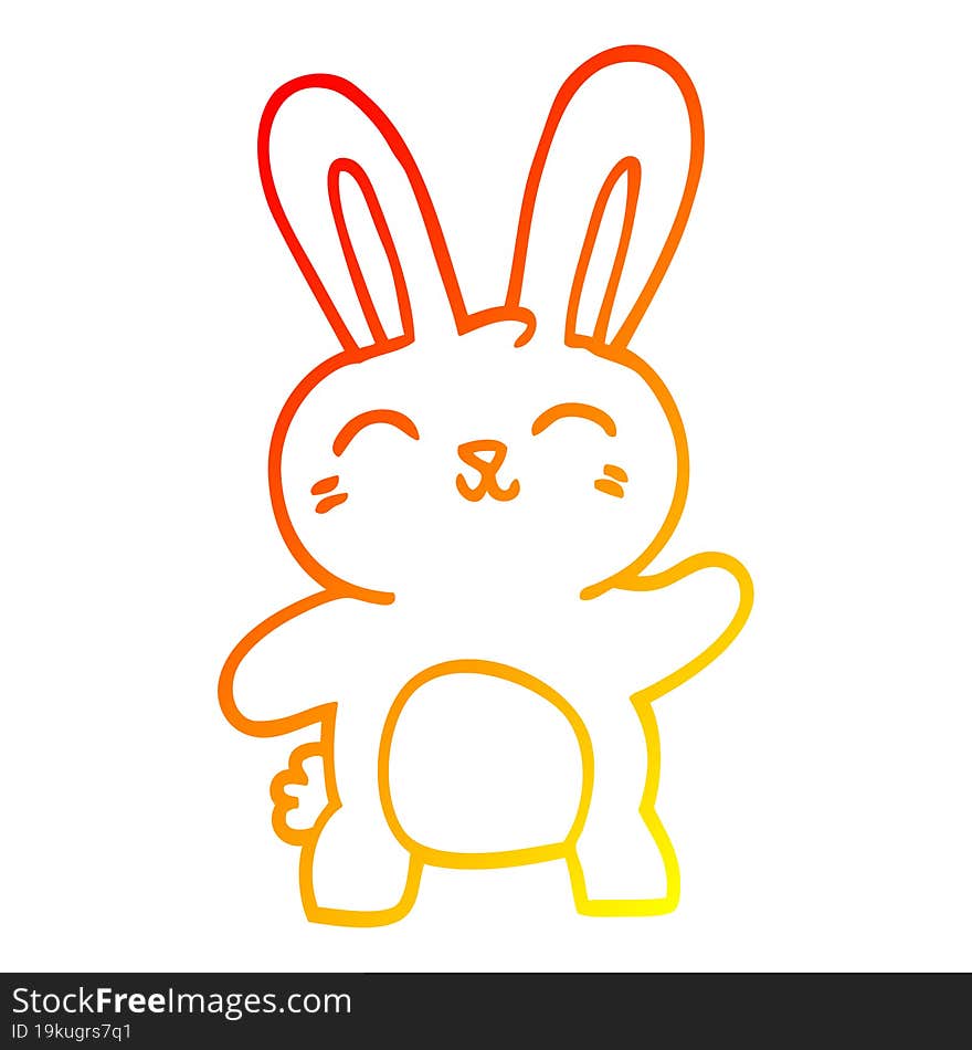 warm gradient line drawing cartoon cute bunny