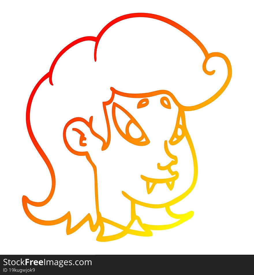 warm gradient line drawing cartoon vampire head