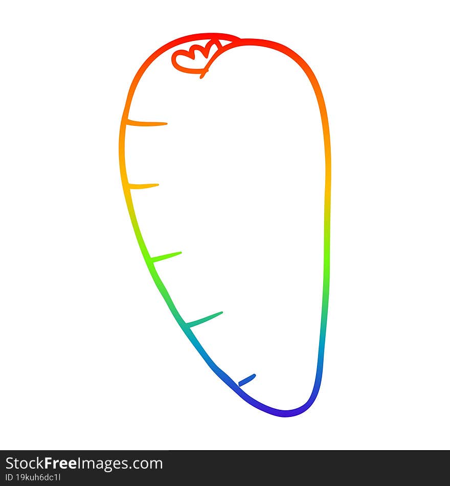 rainbow gradient line drawing of a cartoon root vegetable