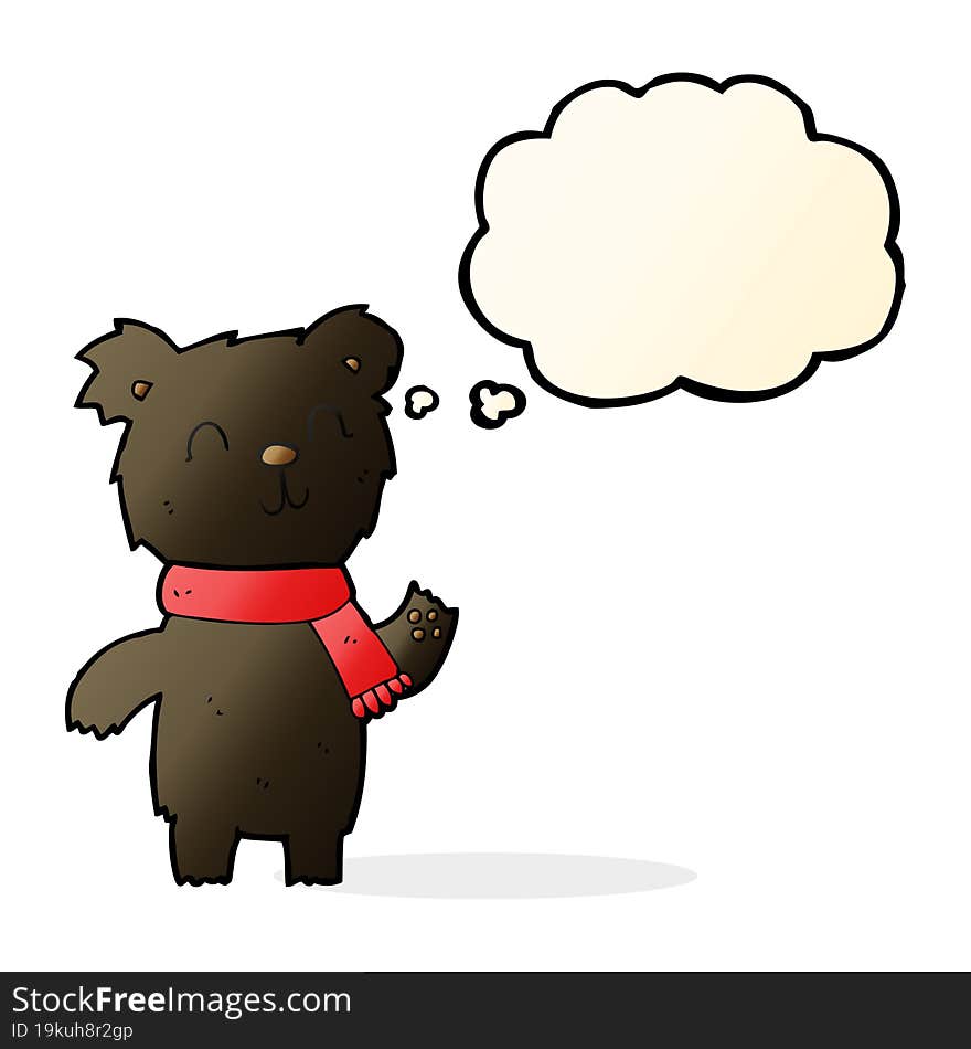 cartoon cute black bear cub with thought bubble