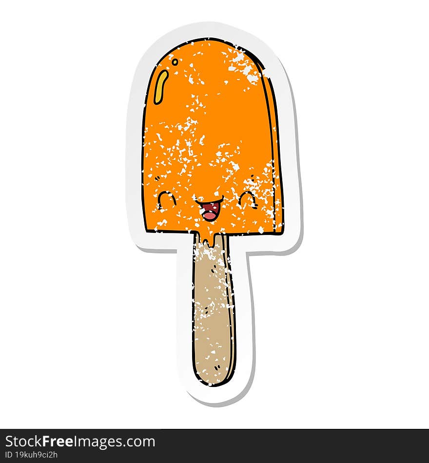 distressed sticker of a cartoon ice lolly