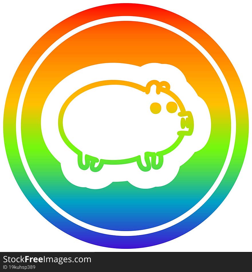 fat pig circular icon with rainbow gradient finish. fat pig circular icon with rainbow gradient finish