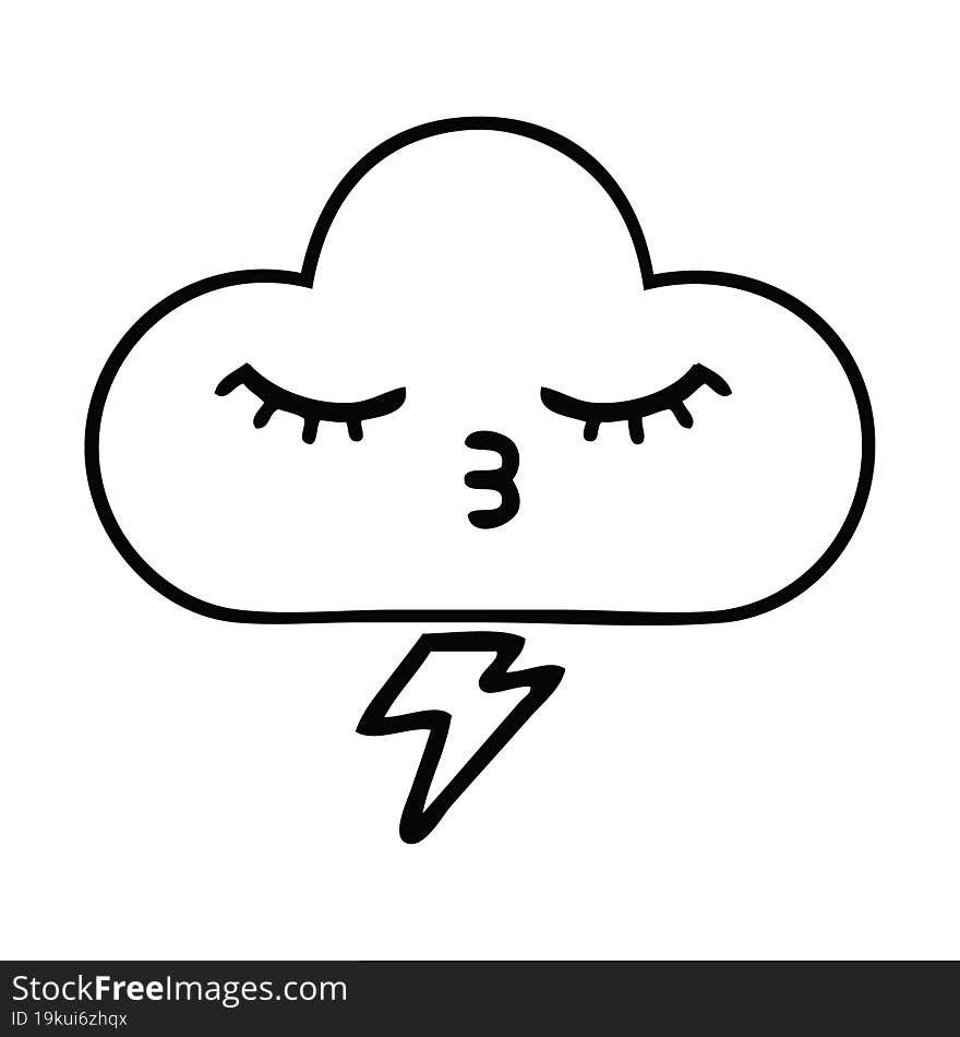 Line Drawing Cartoon Thunder Cloud