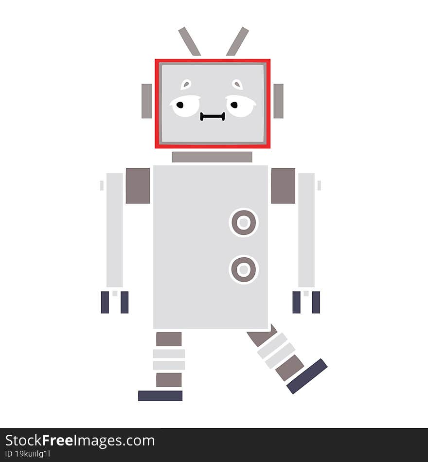 flat color retro cartoon of a robot