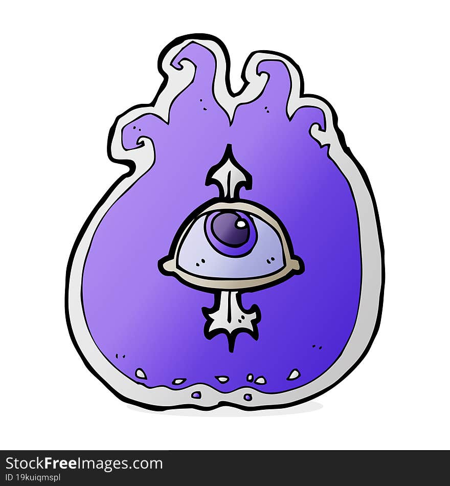 Cartoon Flaming Eye Symbol