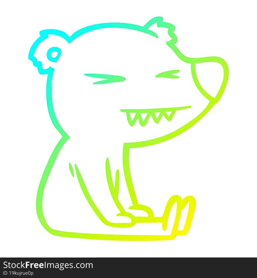 cold gradient line drawing angry polar bear cartoon