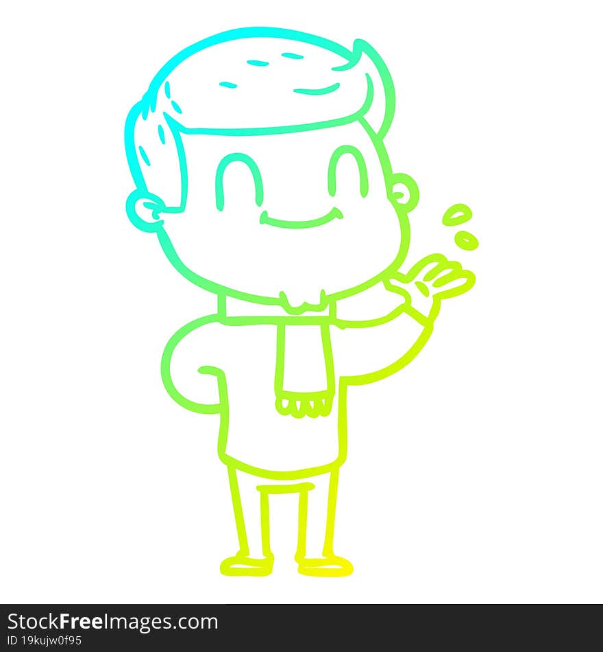 Cold Gradient Line Drawing Cartoon Friendly Man