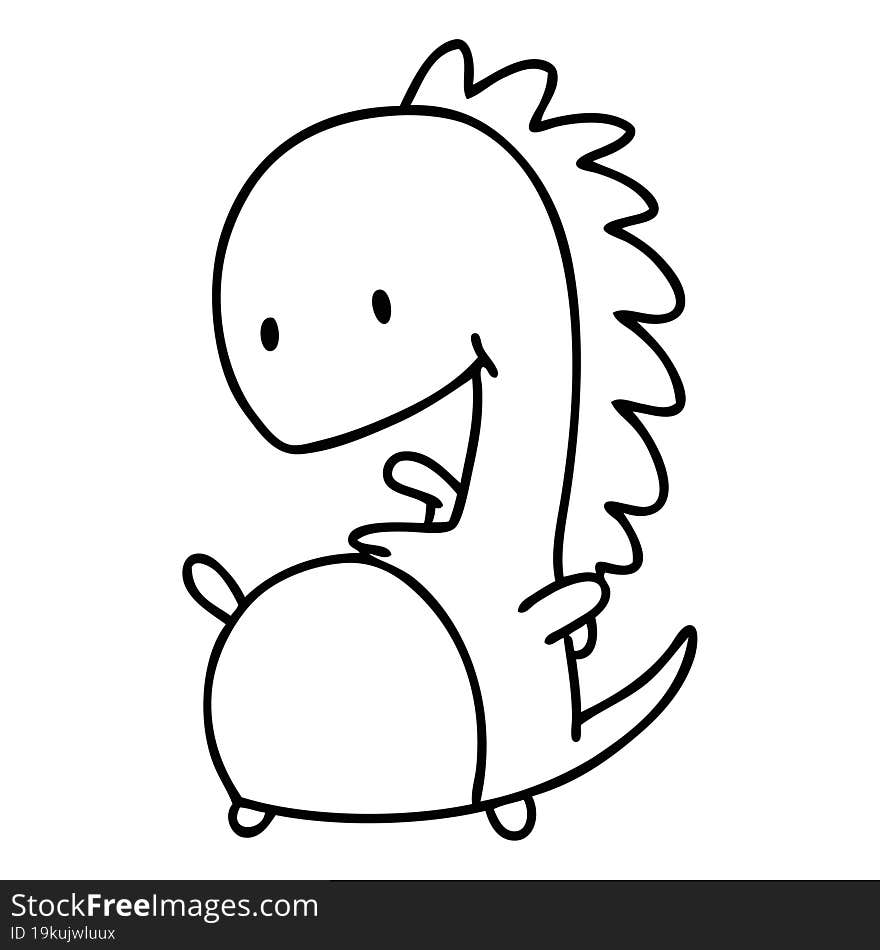 line doodle of a happy dinosaur