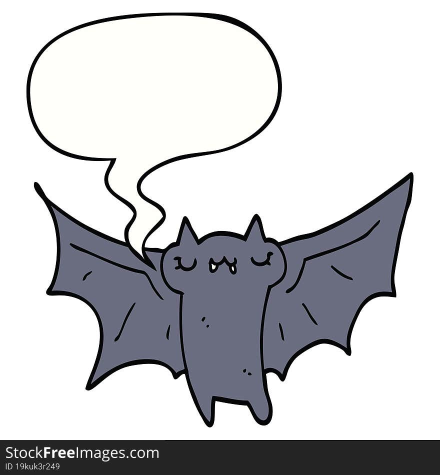 cute cartoon halloween bat and speech bubble