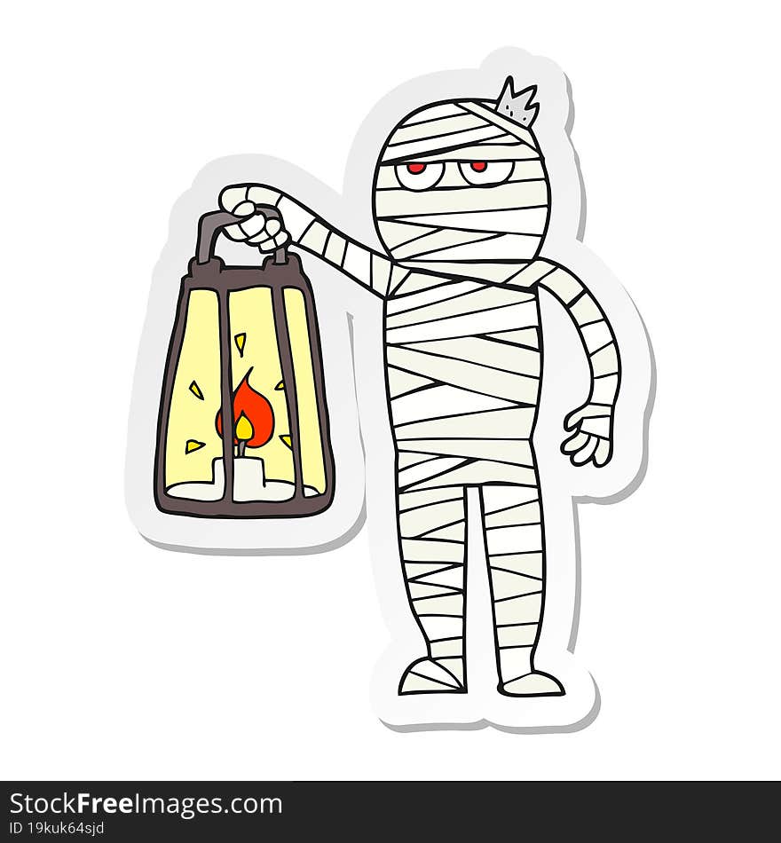 sticker of a cartoon mummy