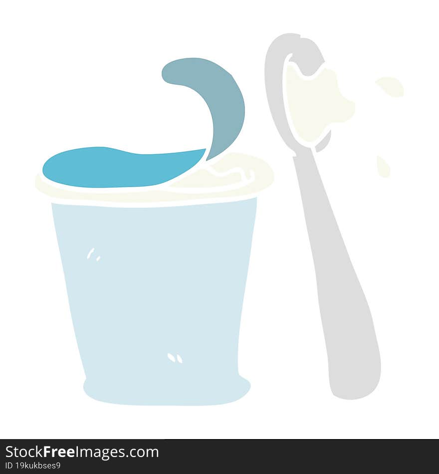 Flat Color Illustration Cartoon Yogurt