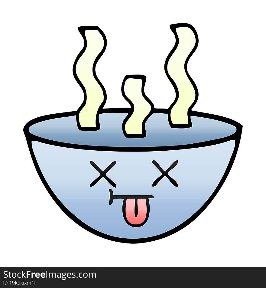 Gradient Shaded Cartoon Bowl Of Hot Soup