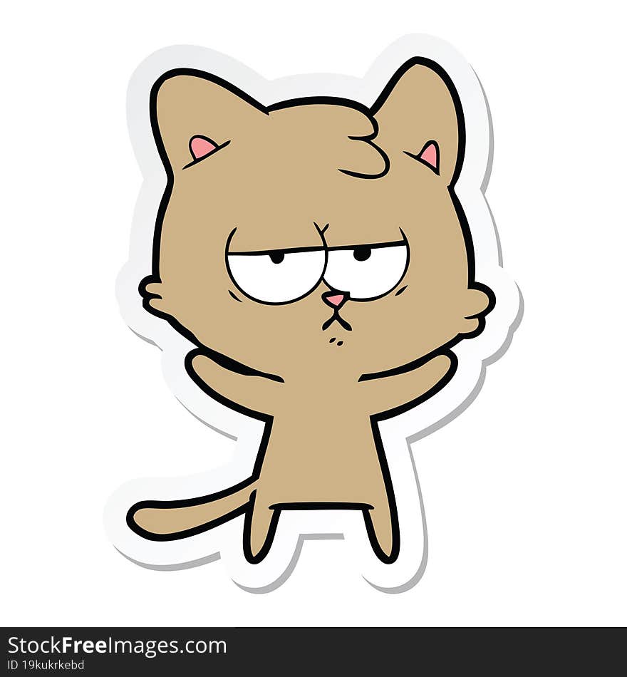 Sticker Of A Bored Cartoon Cat