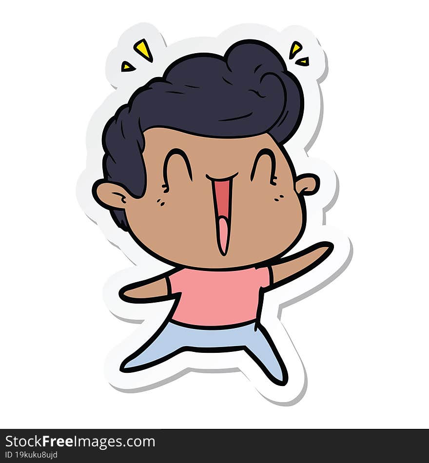 sticker of a cartoon excited man