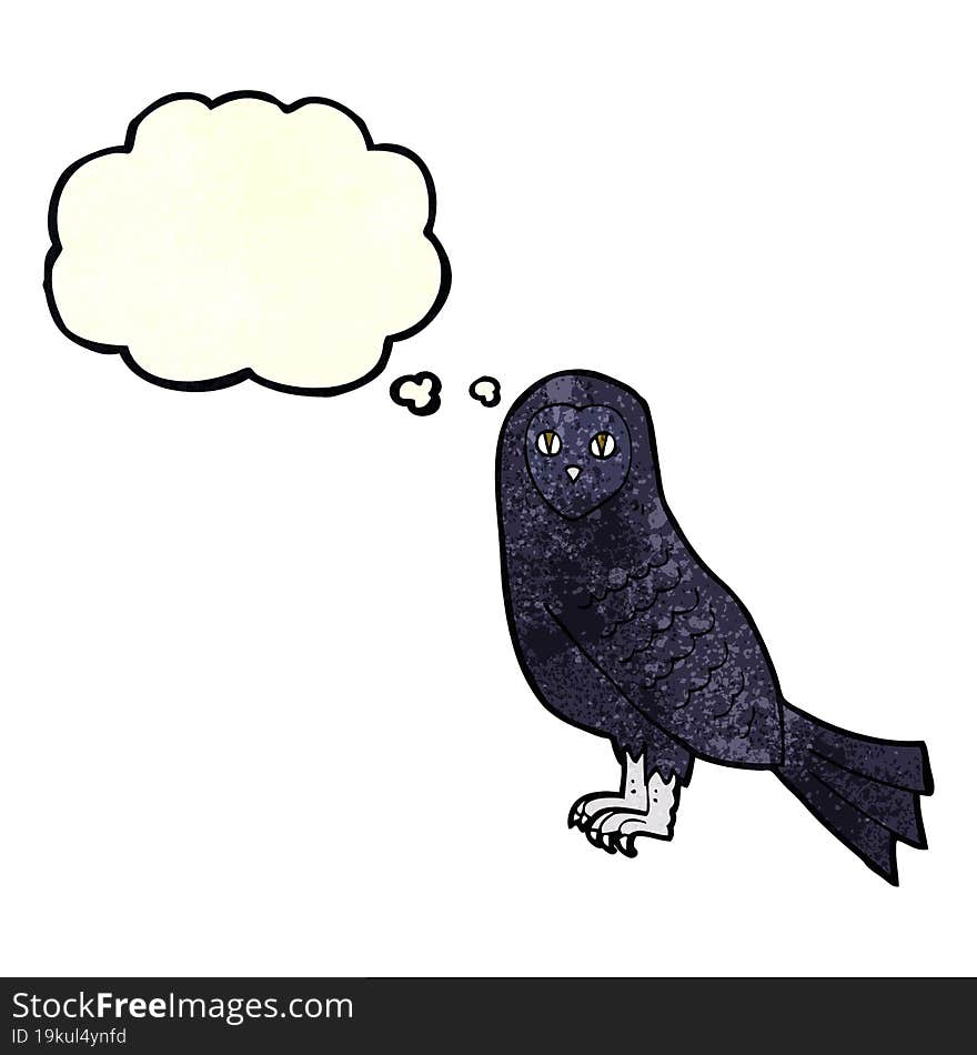 cartoon owl with thought bubble