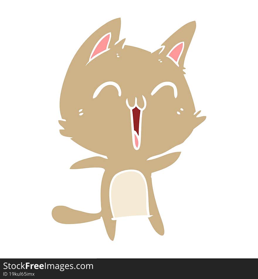 happy flat color style cartoon cat