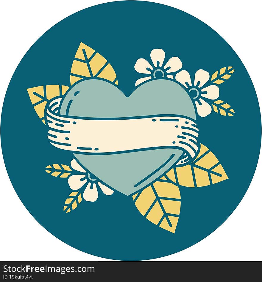 Tattoo Style Icon Of A Heart And Banner