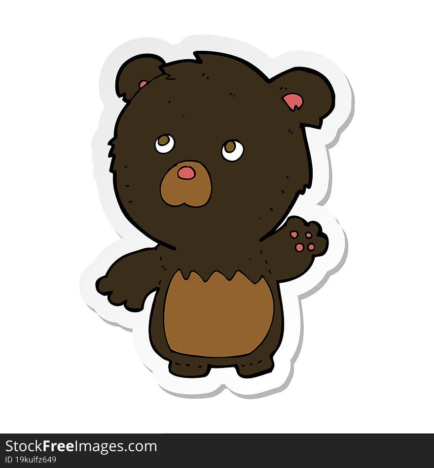 sticker of a cartoon black teddy bear