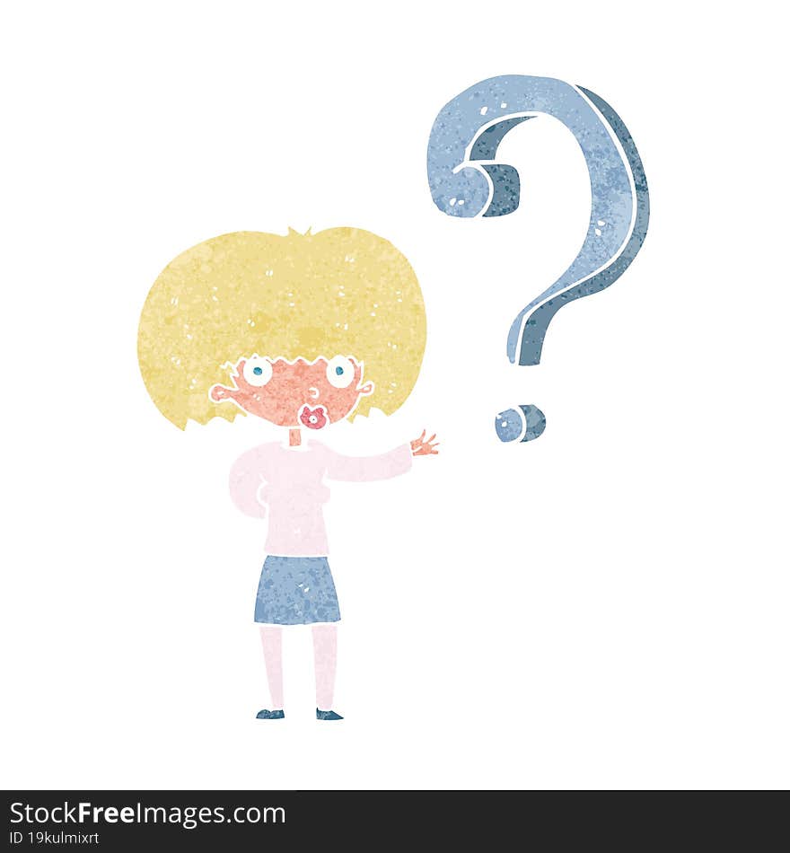 cartoon woman asking a question. cartoon woman asking a question