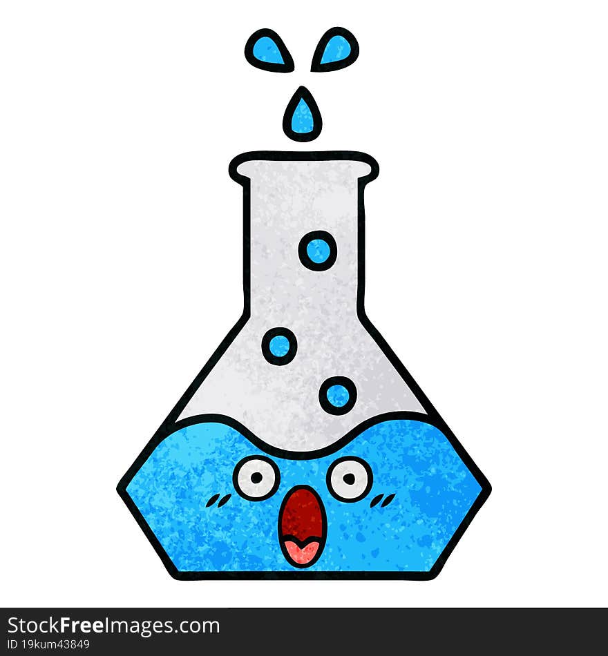 retro grunge texture cartoon of a science beaker