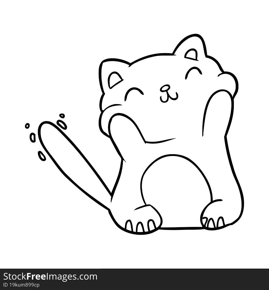 very happy cute line drawing of a cat. very happy cute line drawing of a cat