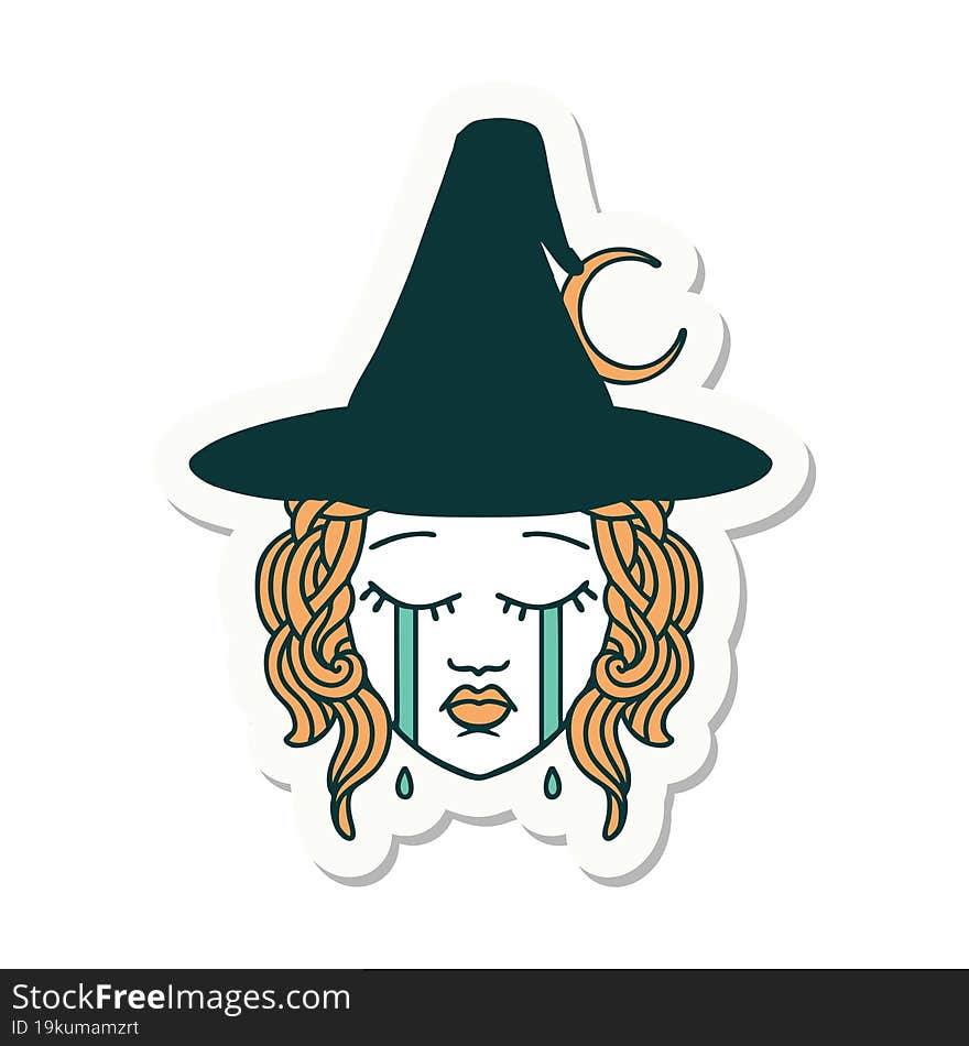 crying human witch character sticker