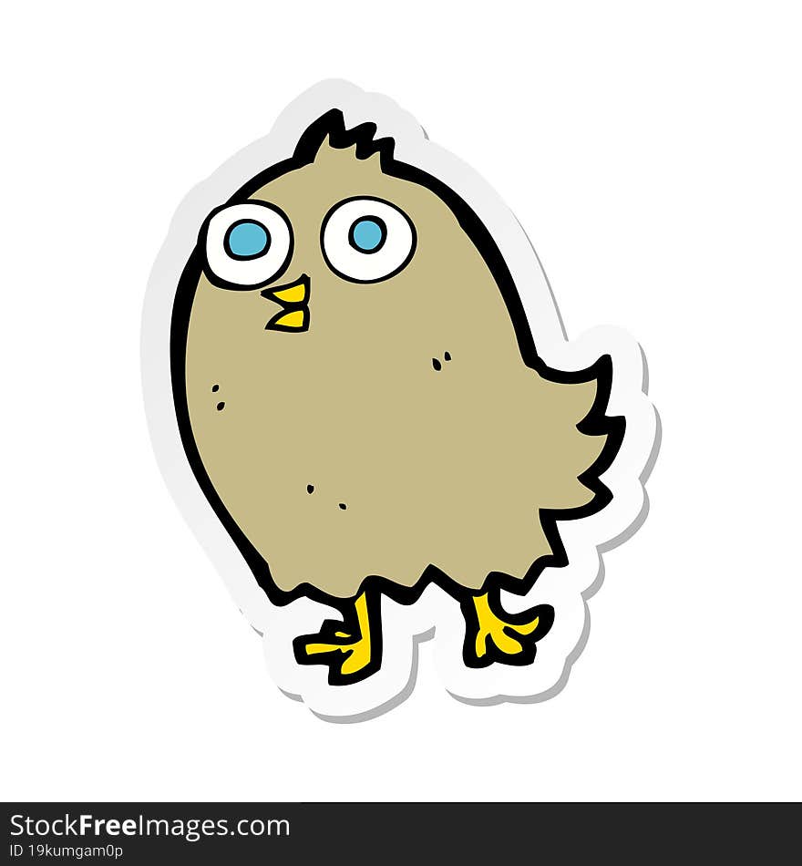 Sticker Of A Cartoon Happy Bird