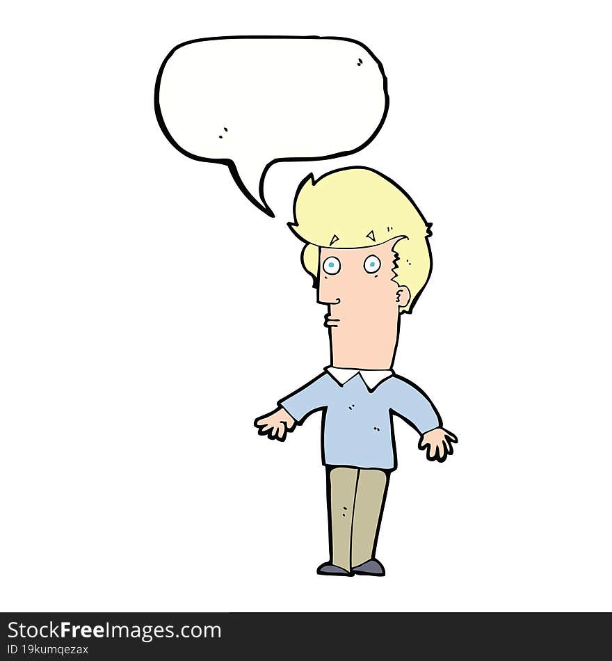 cartoon startled man with speech bubble