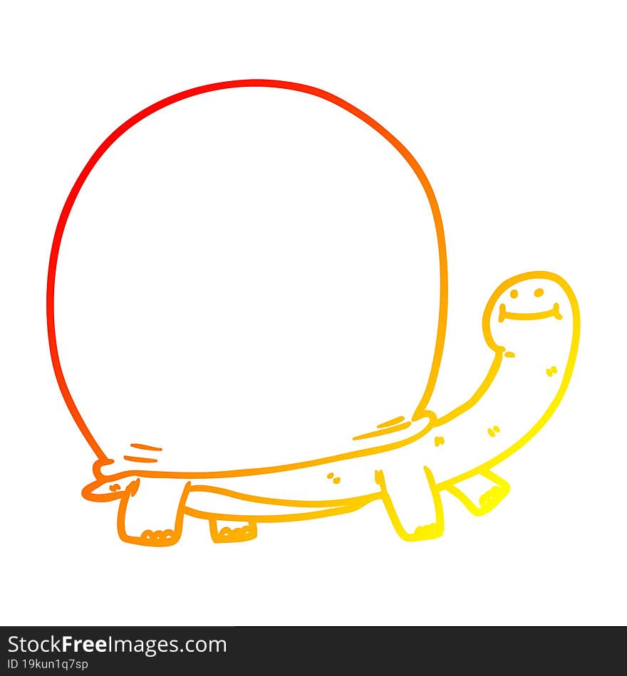 warm gradient line drawing cartoon tortoise