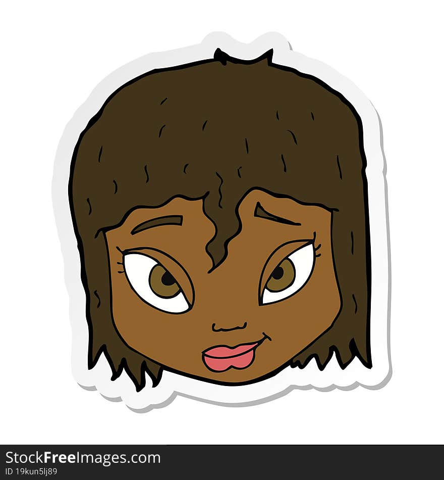 sticker of a cartoon female face