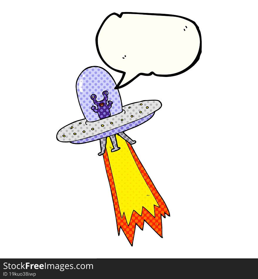 Comic Book Speech Bubble Cartoon Flying Saucer