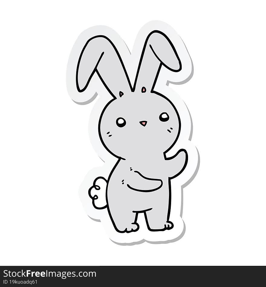 Sticker Of A Cute Cartoon Rabbit