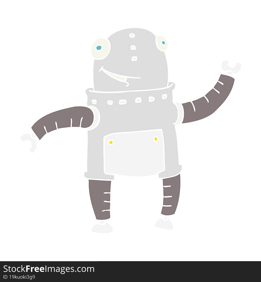 flat color illustration of a cartoon robot