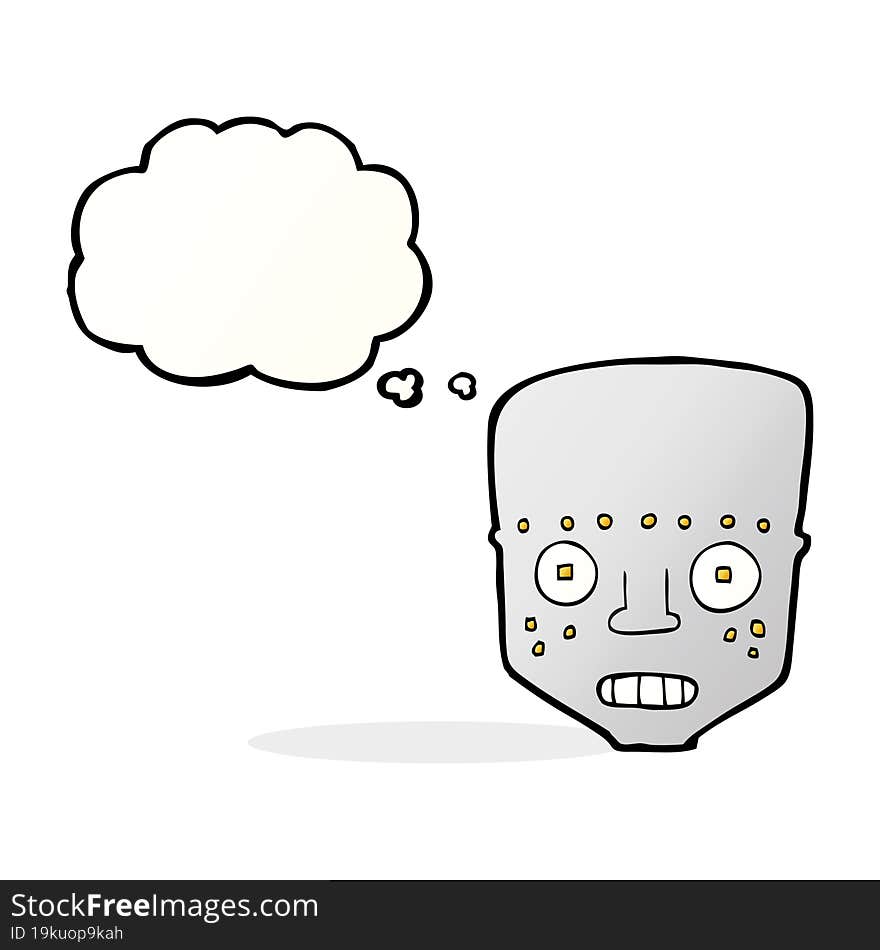 cartoon robot head with thought bubble