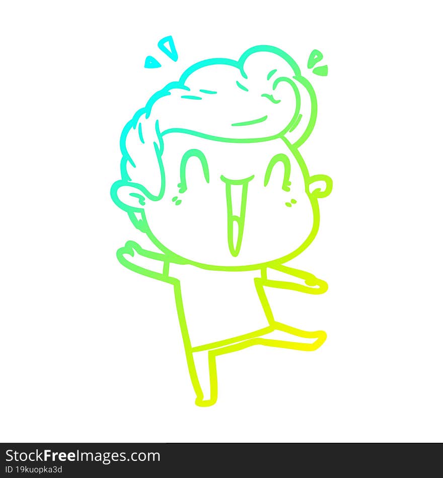 cold gradient line drawing of a cartoon excited man